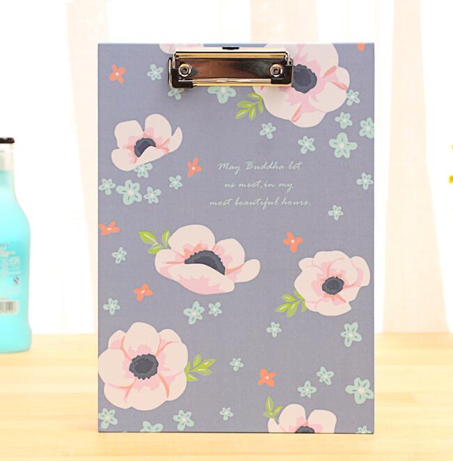 Floral Print Paper Clipboard Office School Supplies Folder File Organize Holder A4 File Clip Board Flip Writing Pad-Horizontal