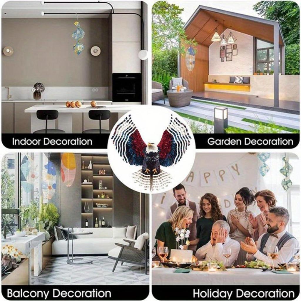 Amerikanische Flagge Adler Design Gartendeko – Klassische sich drehende Windmühle mit rotierendem Windspiel für Außenhof & Terrasse