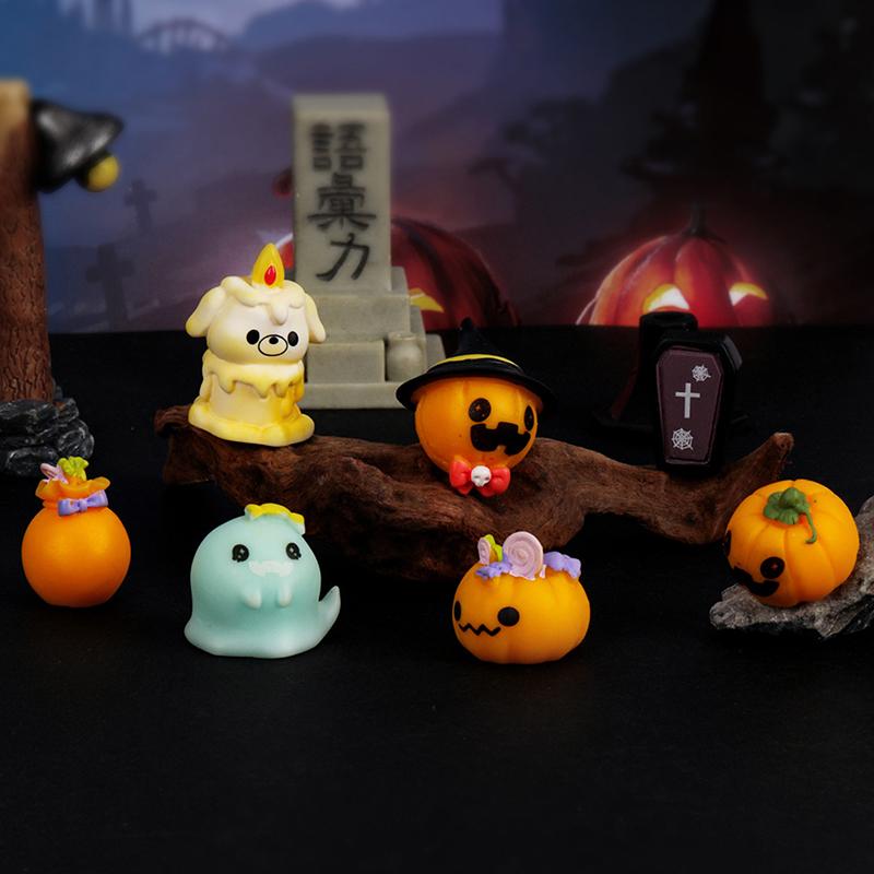 Cartoon Niedliche Halloween Kürbis Geist Kleine Ornamente Kreative Harz Handwerk Kreative Modell DIY Hause Dekoration Zubehör