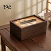 Decorative Wood Box Wooden Tissue Cover, Rectangular Paper Towel Dispenser, Napkin Storage Convenient Holder Organizer for Office Desk Home