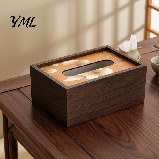 Decorative Wood Box Wooden Tissue Cover, Rectangular Paper Towel Dispenser, Napkin Storage Convenient Holder Organizer for Office Desk Home
