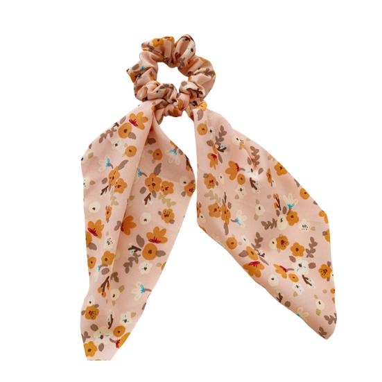 Women Hair Band Floral Printing High Elasticity Long Ribbon Hair Tie Ponytail Bun Half-Tied Hairstyles Chiffon Fabric Hair Accessory