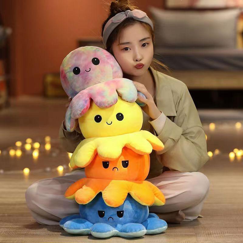 Double-Sided Face-Changing Octopus Plush Toy for Kids