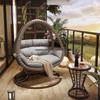Outdoor Double Swing Rocking Chair Set with Table & Hanging Chair for Balcony or Courtyard Leisure