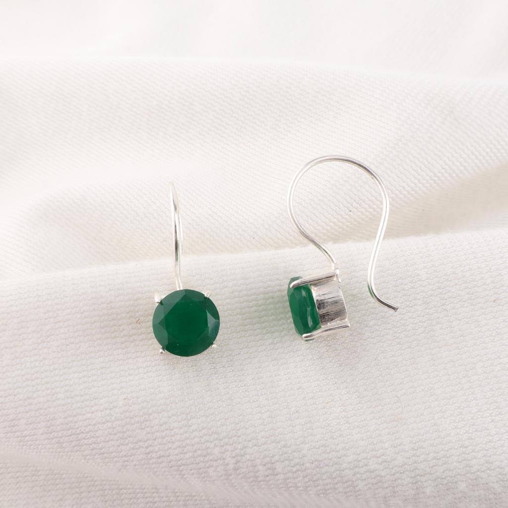 Bijuterii din Onix Verde, Cercei din Argint Sterling Masiv 925, Cercei Frumoși din Argint Făcuți Manual Pentru Cadou de Aniversare