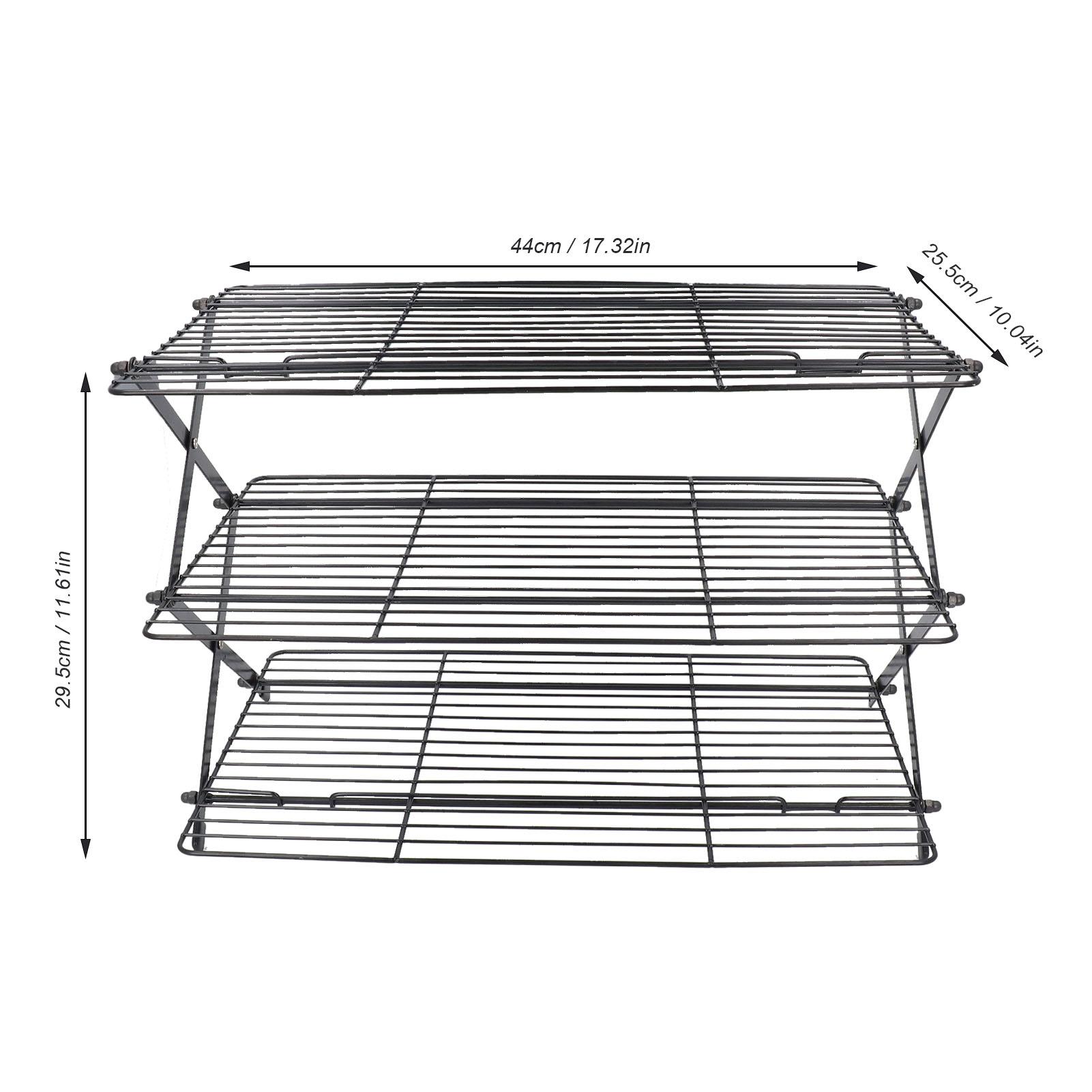 3 Layer Folding Baking Cooling Rack Foldable Rectangular Iron Cooking Baking Cooling Wire Rack for Cakes Cookies Biscuits