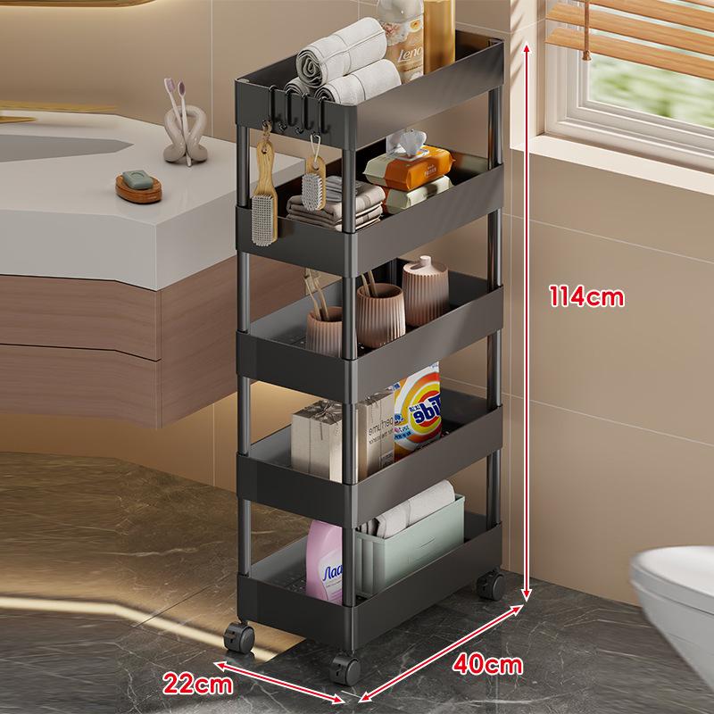 Compact Bathroom Trolley: Slim Floor-Standing Storage Rack for Narrow Spaces and Toilet Side