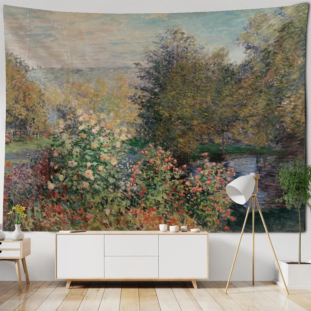 Vintage Tapestry, Art Poster, Lotus Wall Hanging, Van Gogh Oil Painting, Aesthetic Tapestry, Living Room And Bedroom Decoration