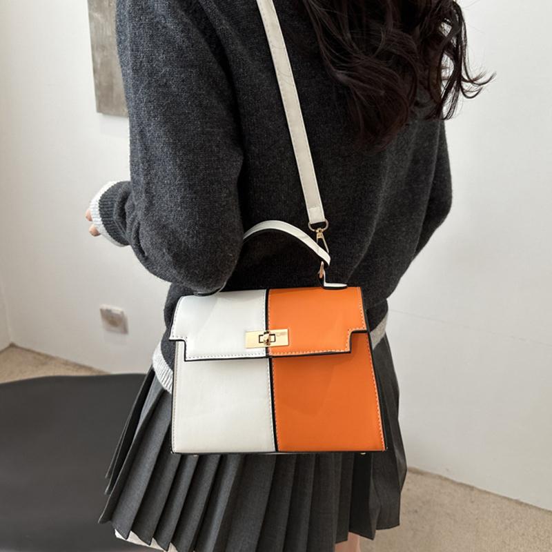 2025 New Color-Block Shoulder Bag Commuter Handbag  Premium Metal Lock Crossbody