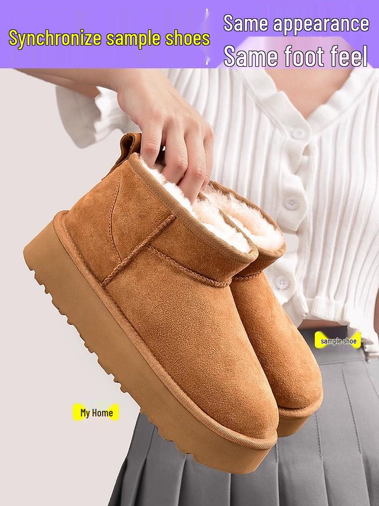 Sangpo 2025 Unisex Winter Snow Boots: Warm Leather & Fur, Plush Lined, Thickened Cotton for Men & Women