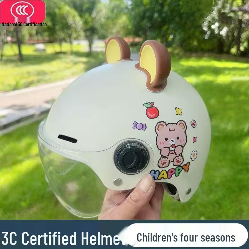 3C Certified Lightweight Electric Vehicle Helmet for Kids, Summer Half Helmet, Comfortable and Cute Safety Helmet for Boys and Girls