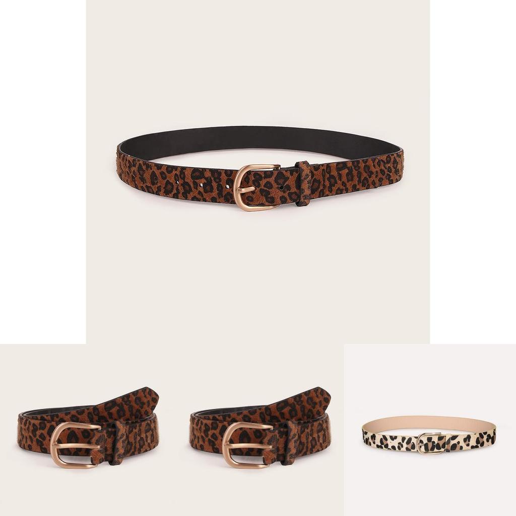 Womens Cheetah Animal Pattern Belt With Metal Pin Buckle For Casual Wear