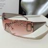 Nuevas Gafas de Sol de Moda Hechas a Mano con Diamantes para Mujer de Montura Grande Sin Bordes Gafas de Sol con Diamantes Gafas de Sol de Caja de Moda 81043-1