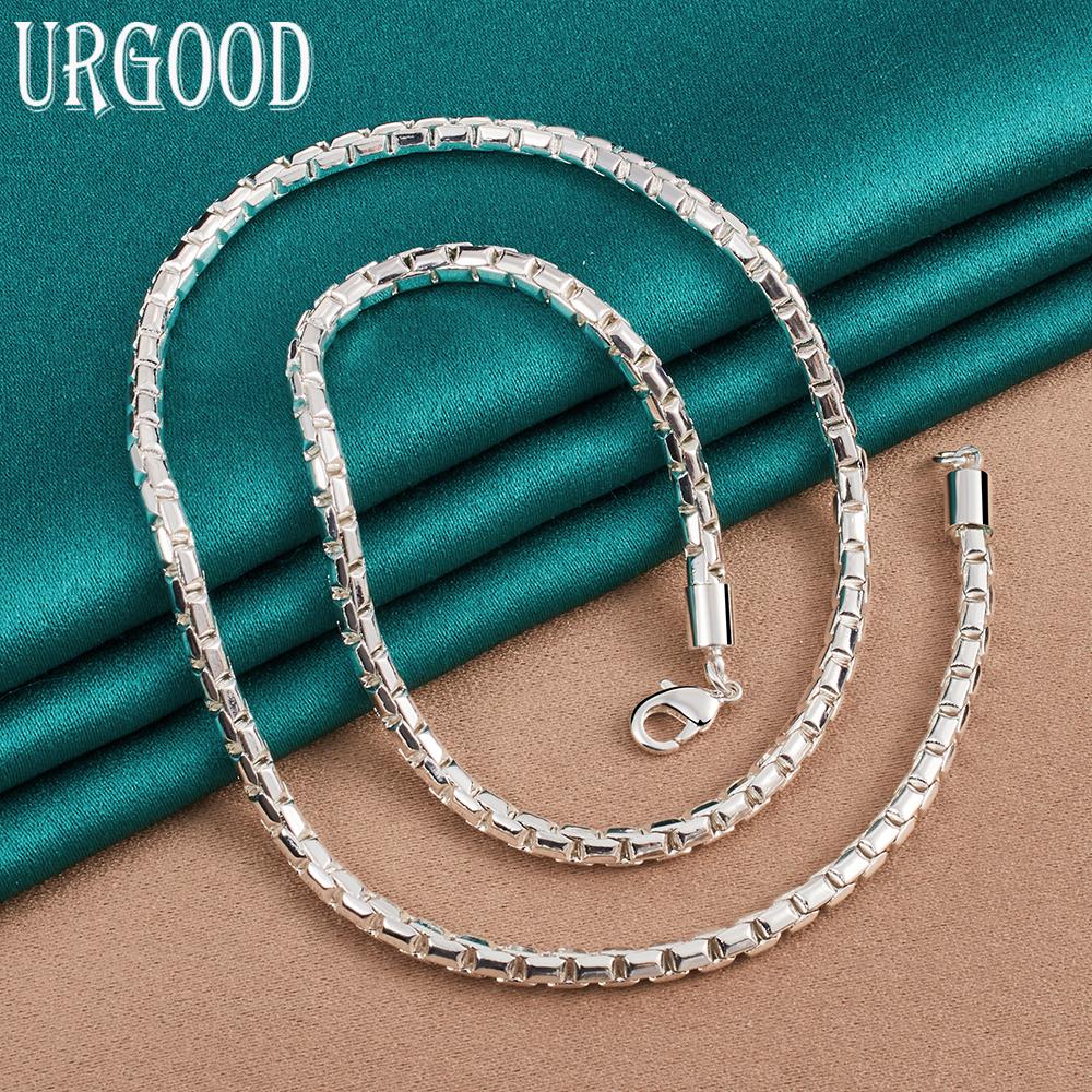 925 Sterling Silver 4mm Bamboo Chain Necklace Gift Fashion Jewelry