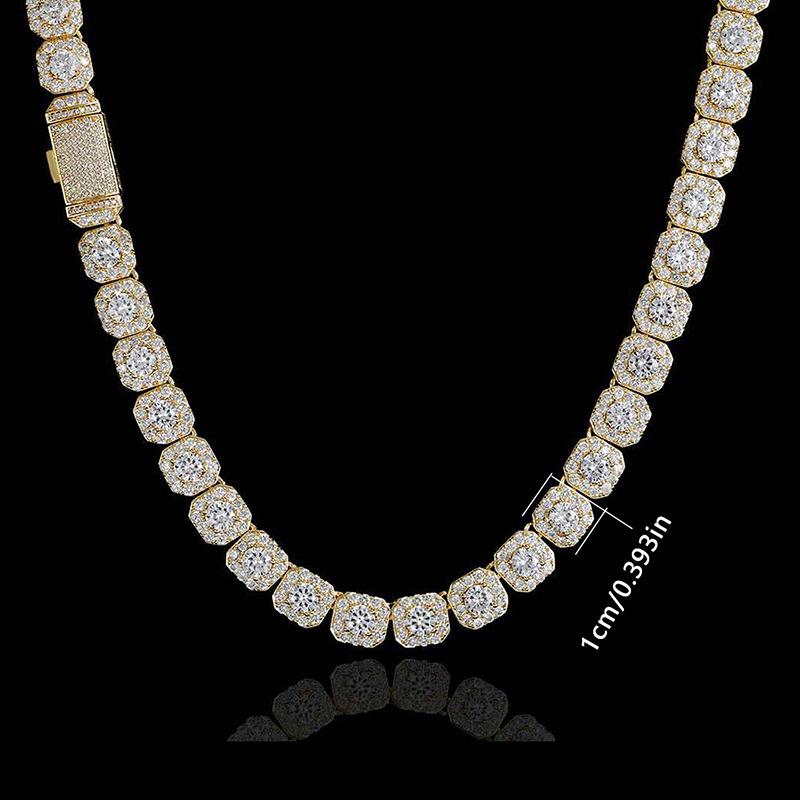 

European and American hip-hop rock sugar diamond zircon necklace men s and women s high-quality design Cuban chain rap hipster jewelry 16inch (40.6cm)