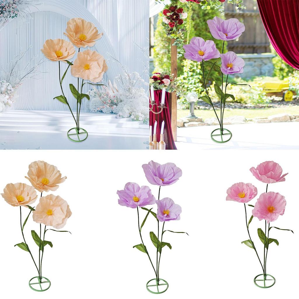 Handcrafted Paper Flower Height 1.7M Lifelike with Stem Large Artificial Flower for Archway Wedding Nursery Wall Ceremony Party