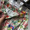 Qooth Retro Women Floral A-line Skirt Wide Hem Mid Length Elastic Waist Casual Skirt QT2637