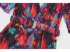 2023 Summer V-Neck Belted Print Long Dress