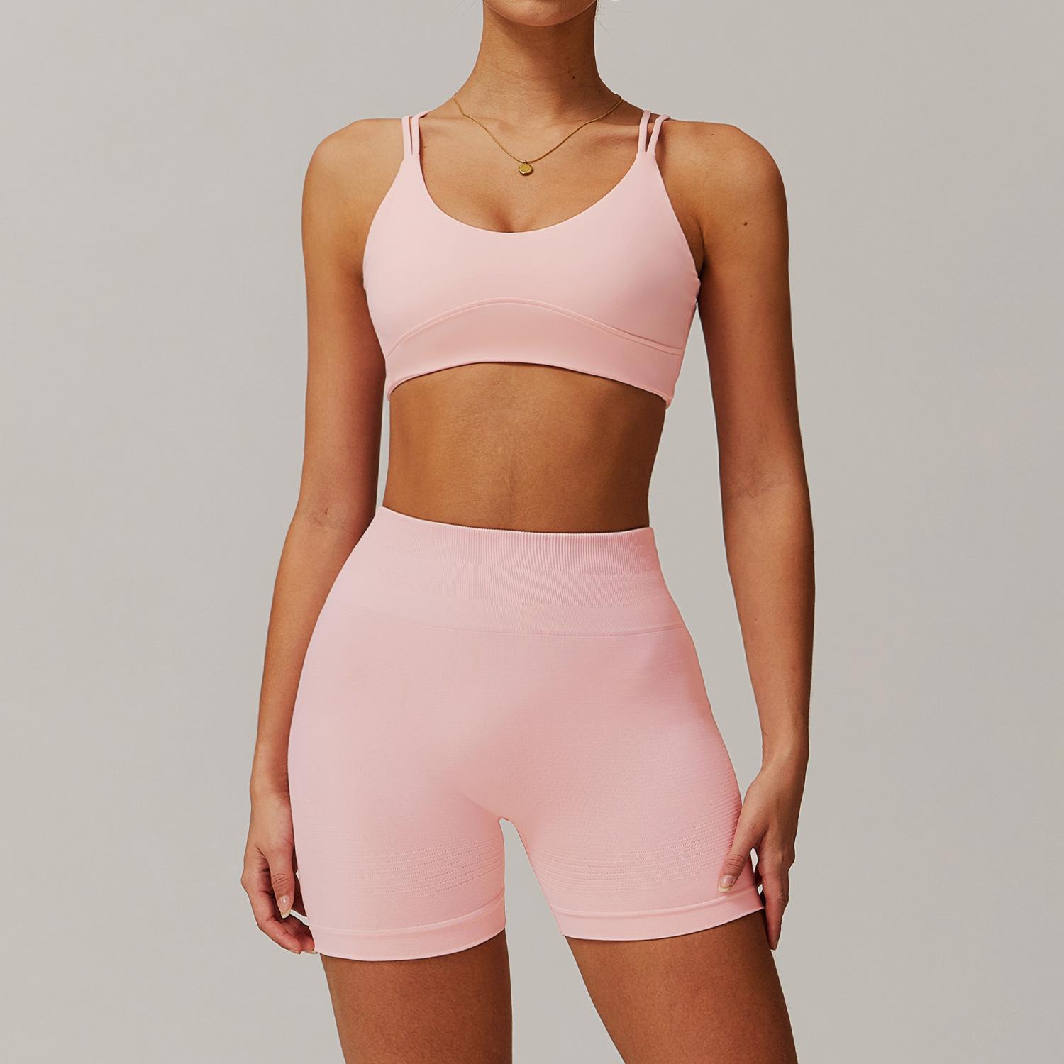 JYL Naked Quick Dry Yoga Set Cross Back Top Hip Lifting XL бледный васильковый