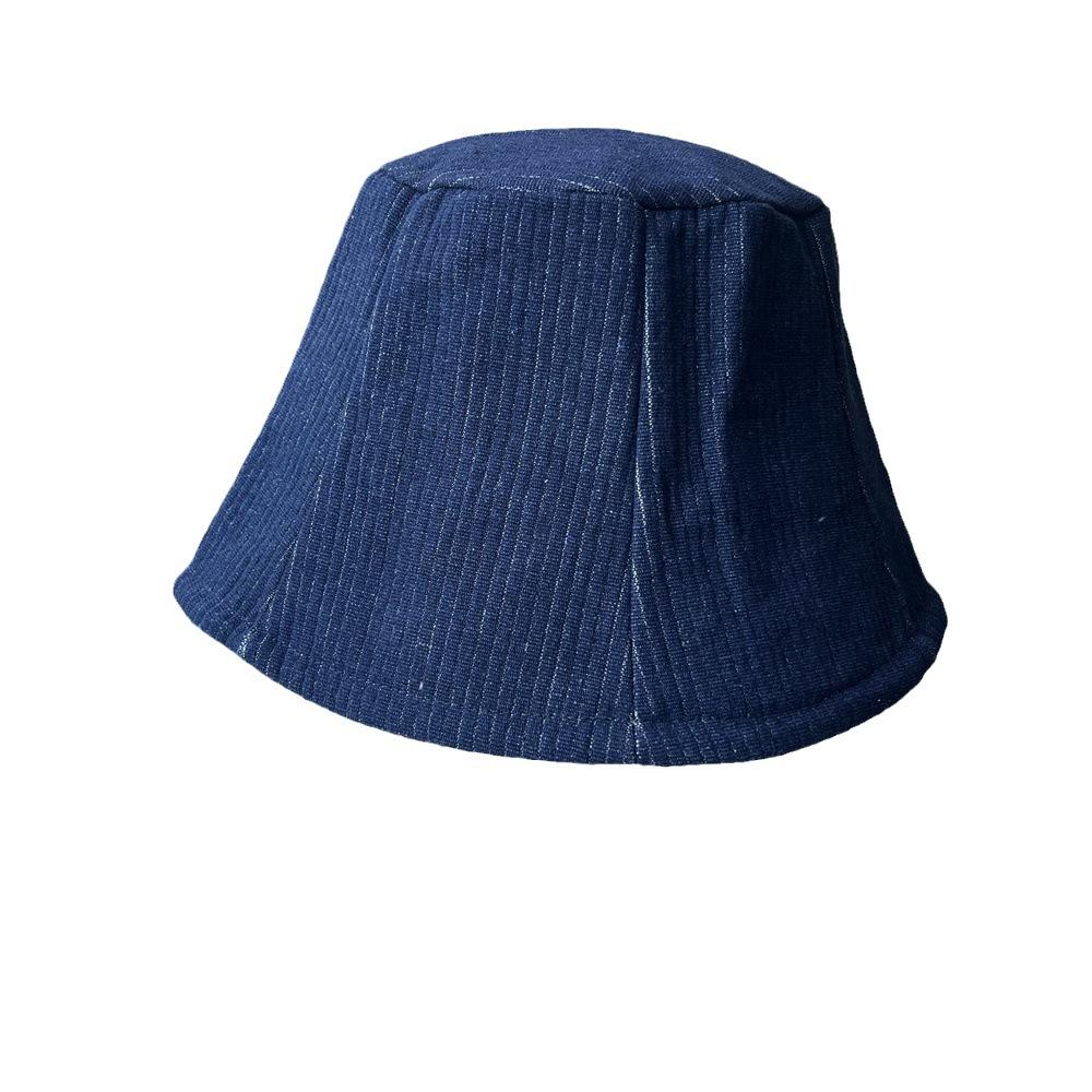 Four seasons denim bucket hat female face small plain face cover basin hat micro horn bucket hat outdoor sun hat