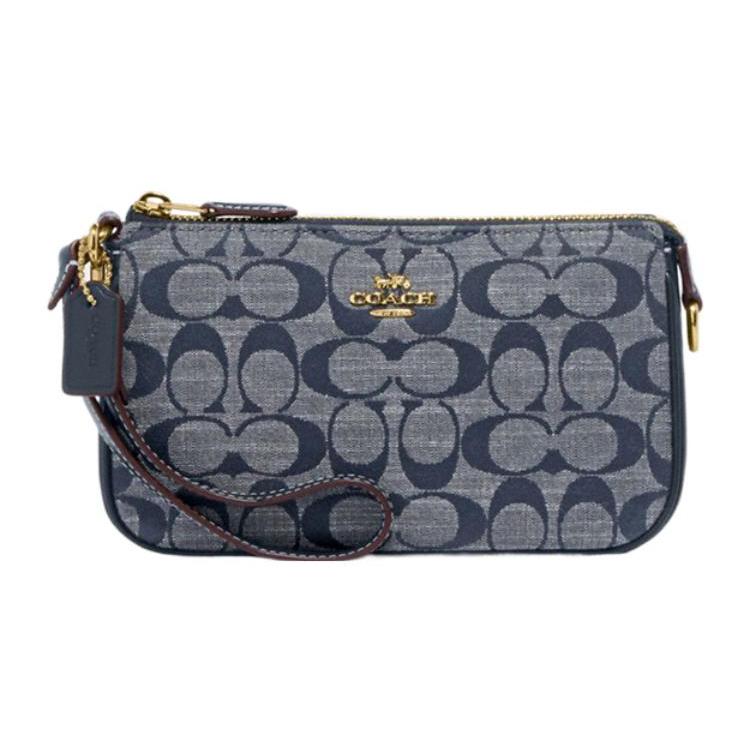New COACH Nolita Jacquard Fabric Bonded Cow Split Leather Handbag Shoulder Bag Women's Denim Blue CH149-IMDEI