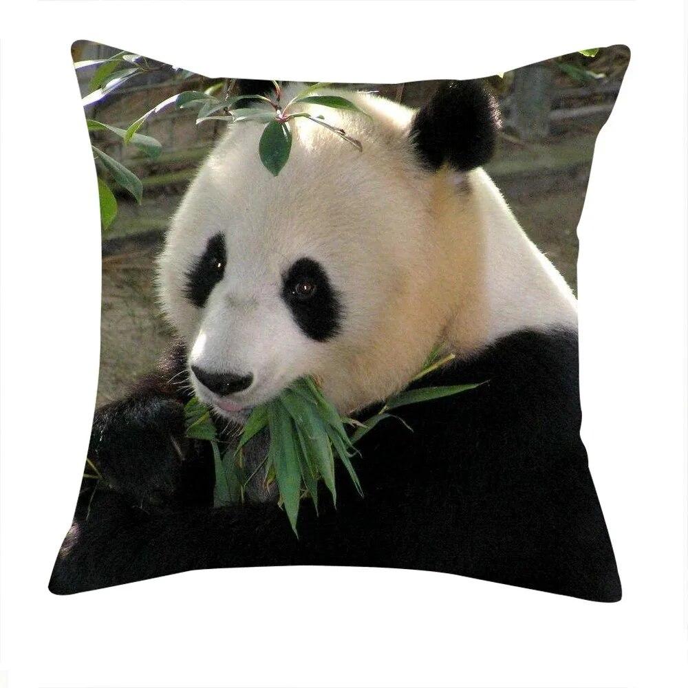 Cute Chinese Panda Print Pillow Case Home Decor Living Room Sofa Bedroom Bedside Cushion Cover 45x45cm