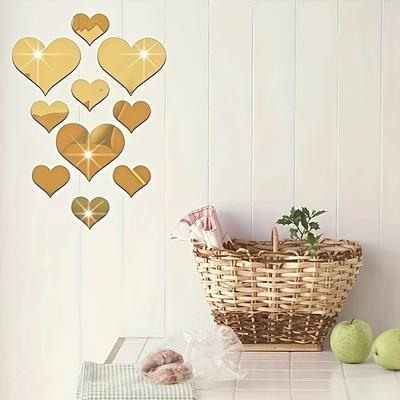 10PCS Wandbild Aufkleber 3D Spiegel Wand Aufkleber Liebe Herz Abnehmbare Aufkleber Wohnzimmer Dekoration Wand