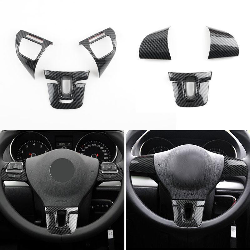 Car ABS Carbon Fiber Texture Steering Wheel Button Cover Sticker Trim For VW Golf MK6 Tiguan PASSAT B7 CC Touran Jetta 2012-2014