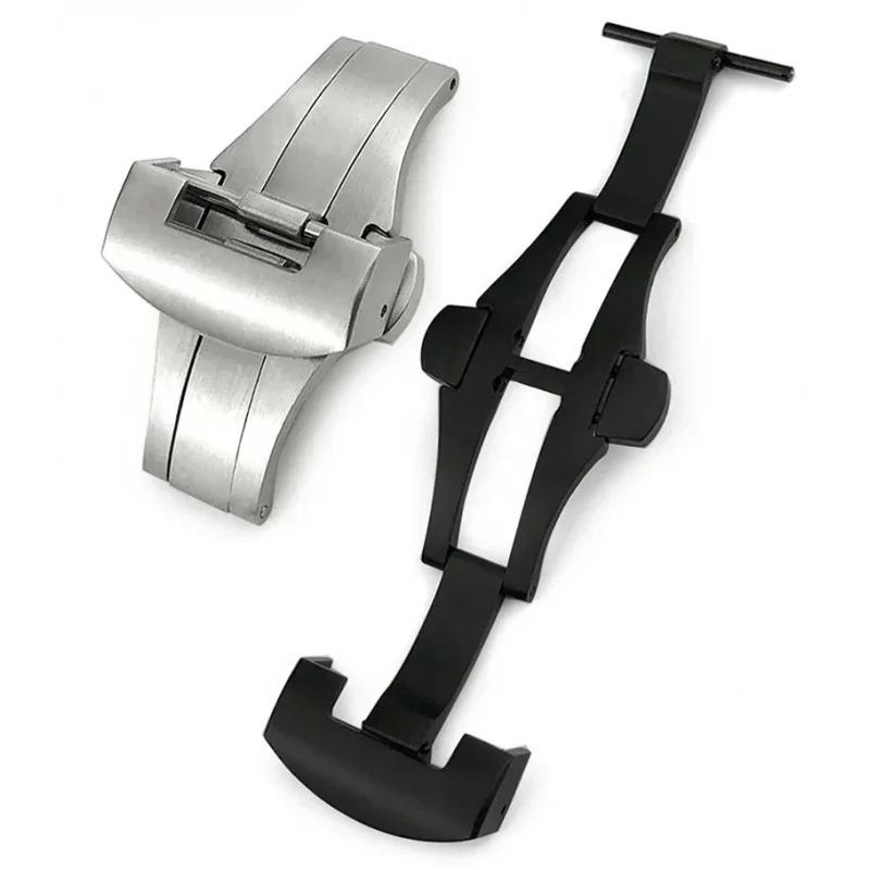 Fibbia deployante a farfalla pieghevole in acciaio inossidabile 22mm 20mm per Panerai pulsante di deployante argento nero per cinturino in gomma