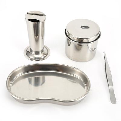 Tattoo Disinfection Kit Medical Stainless Steel Disinfection Plate Tank Jar Tray Tweezer M