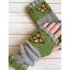 Fingerless Gloves Thermal Touchscreen Knit Green
