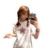 American-style High Street Full Polka Dot and Star Letter Short-sleeve T-shirt for Women, Summer Design Niche Loose Short-sleeve Top