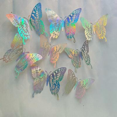 12 Pieces 3D Hollow Butterfly Wall Sticker Bedroom Living Room Home Decoration Paper Butterfly