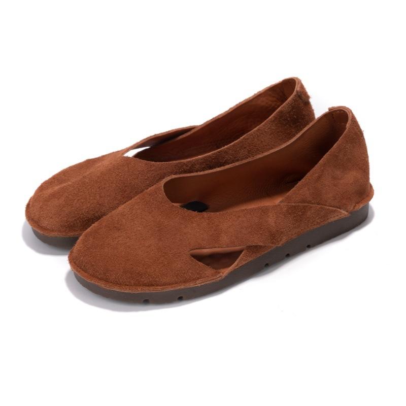 

Женские летние сандалии из натуральной кожи ручной работы, новая коллекция, первый слой коровьей кожи, ретро-модель на одной педали, мягкая кожа, мягкая подошва, удобная женская обувь 40