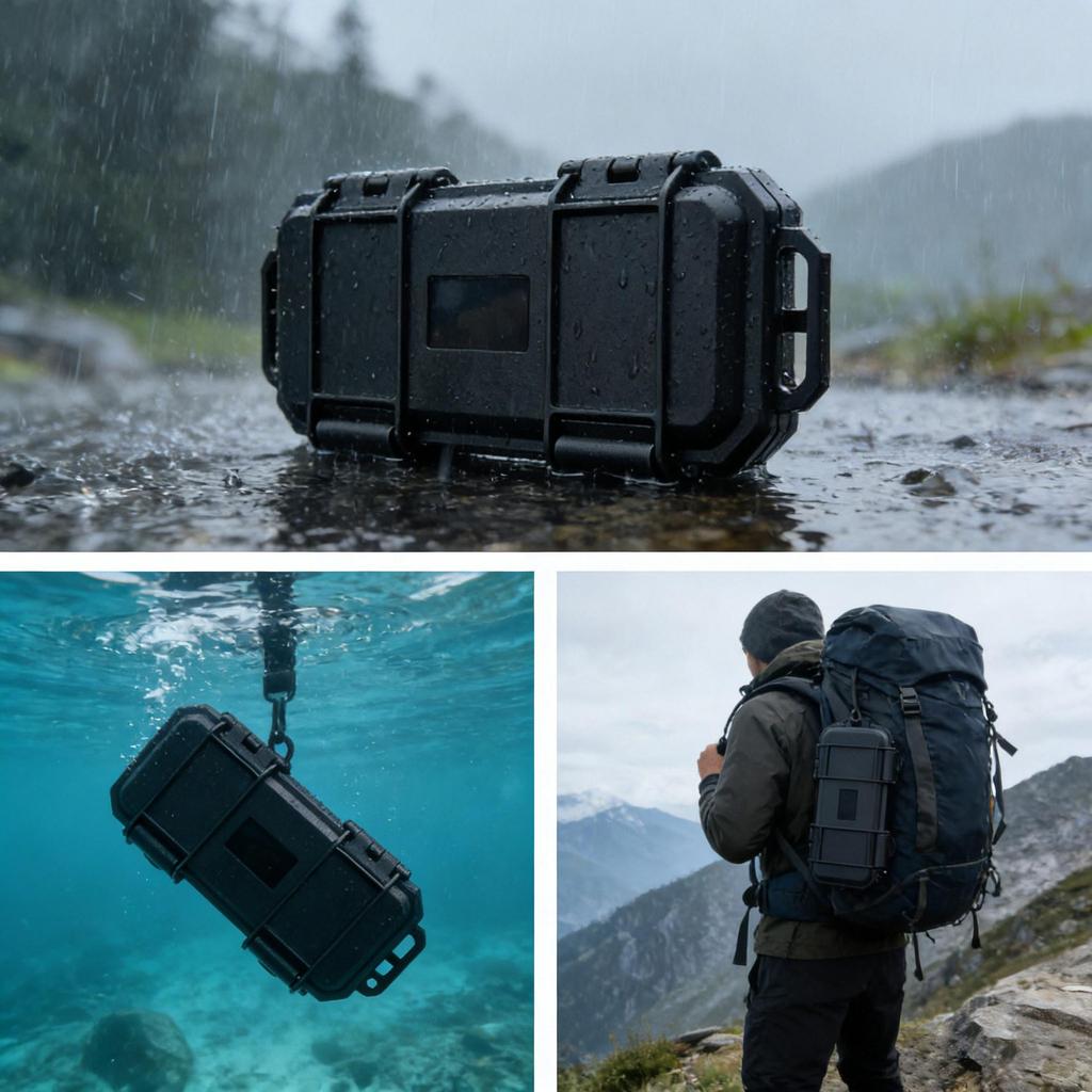 Outdoor Waterproof Shockproof Knife Storage Box for Folding or Straight Knives, EDC Tools, Earphones, and Cables.