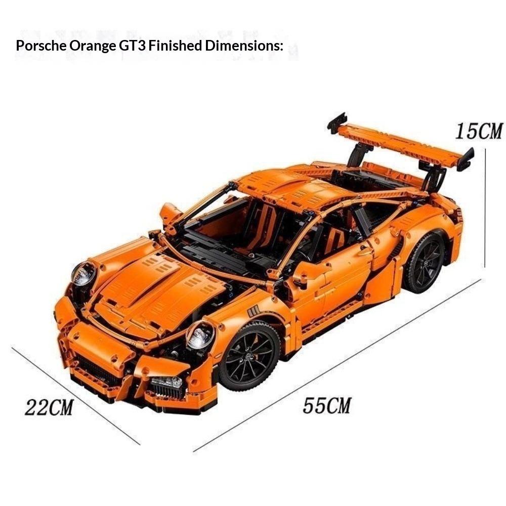 Compatible with Orange Porsche GT3RS Mechanical Group Racing Car Model Assembled Building Block Toy