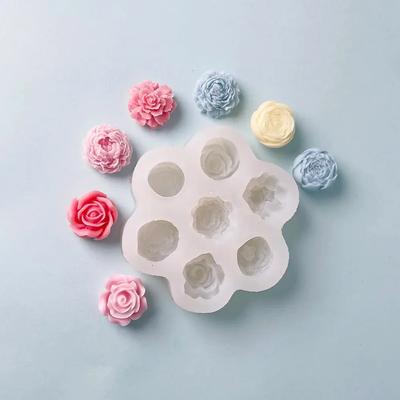 3D Rose Peony Fragrance Incense Candle Silicone Mold Cake Decoration Small Flowers DIY Car Gypsum Mold Handicraft Making Tools