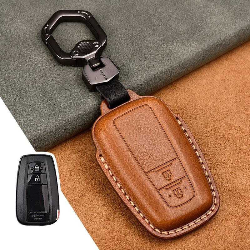 Echtes Leder Auto Fernbedienung Schlüsselanhänger Hülle Für Toyota Camry Prius Corolla C-HR CHR RAV4 Avalon Land Cruiser Prado
