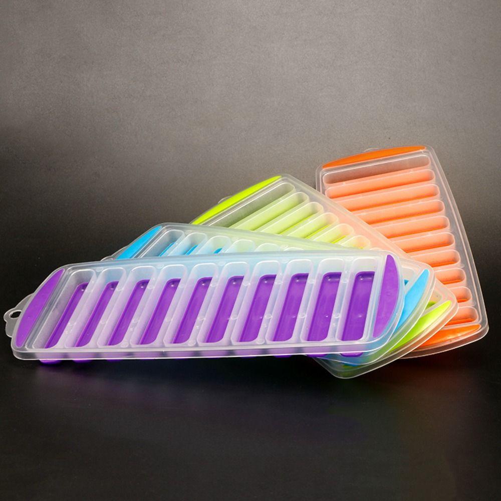 TPR Ice Cube Tray with Lid Ice Maker Portable Ice Stick Tray Mold  Kitchen Accessories