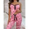 Sommer Damen sexy süß niedlich sexy Kunstseide Hosenträgerhose Loungewear Zweiteiler Loungewear