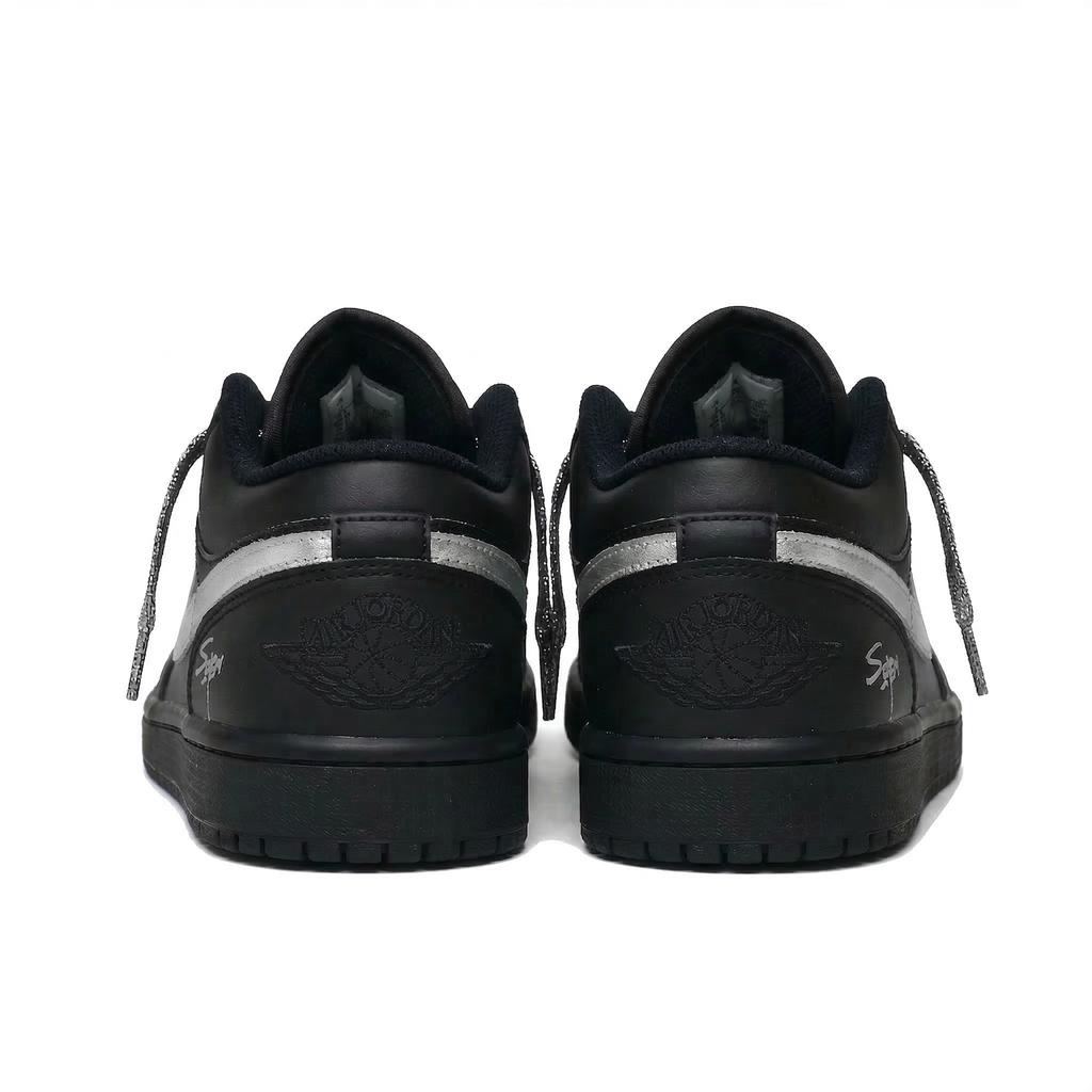 Jordan Air Jordan 1 Gray Shadow Leather Low Top Vintage Basketball Shoes Unisex Black Silver 553558-093(Team664-)