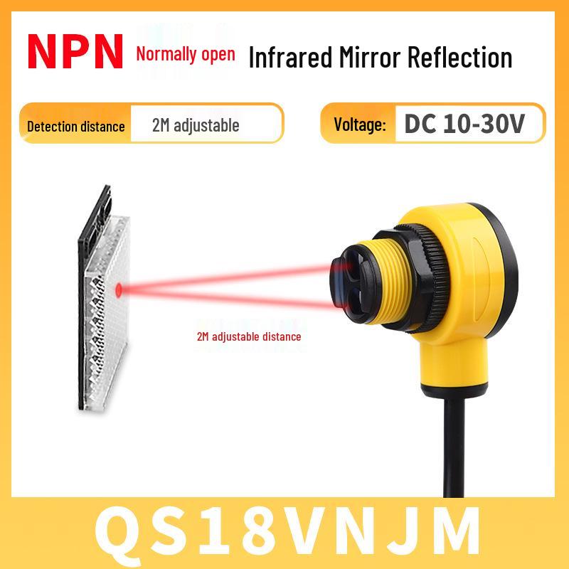 M18 Ultra-Short Diffuse Reflective Laser Sensor - Adjustable NPN Infrared Switch