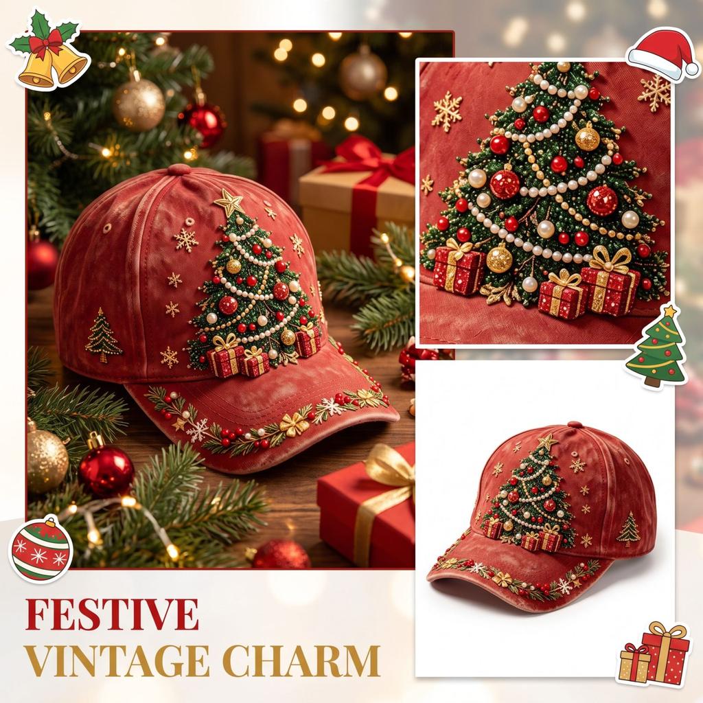 Baseball for Men Women, Retro Curved Christmas Digital Print, Vintage
