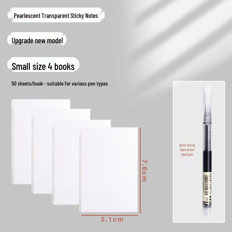 Waterproof Transparent Sticky Notes for Students - Quick-Drying Memo Pad for Exams & Note-Taking