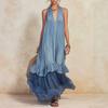 2026 Summer New European and American Cross-border Casual Fashion Patchwork Lace Comfortable Cotton Linen Women's Dress