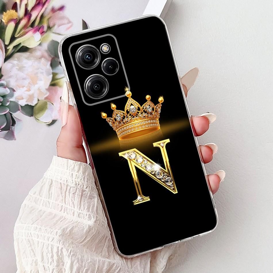 For Xiaomi Poco X5 Pro PocoX5 Fashion Crown Letter Phone Case For Poco X 5 X5Pro 5G Soft Silicone TPU Cases