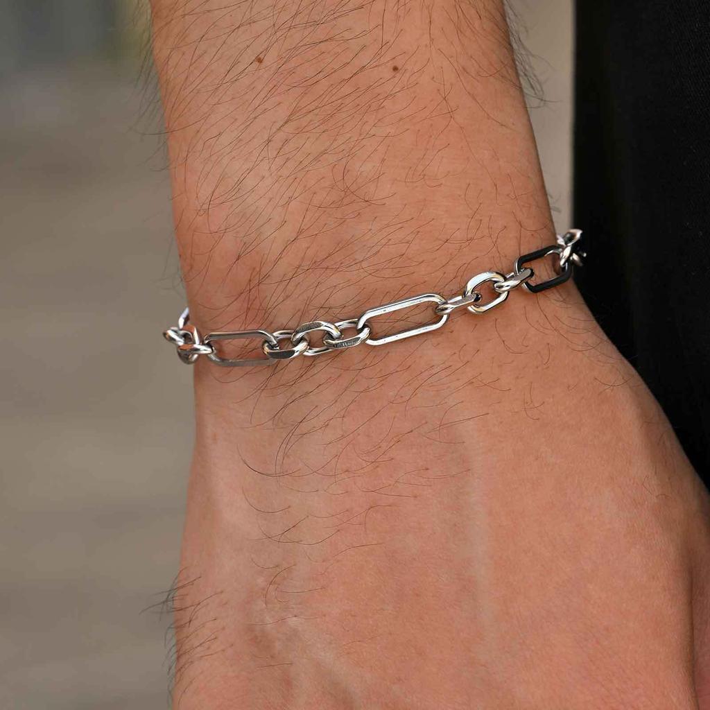 2pcs Men's Chain Bracelet,Silver Color Stainless Steel Bracelet,Stylish Jewelry Set Gift for Husband Dad BBF