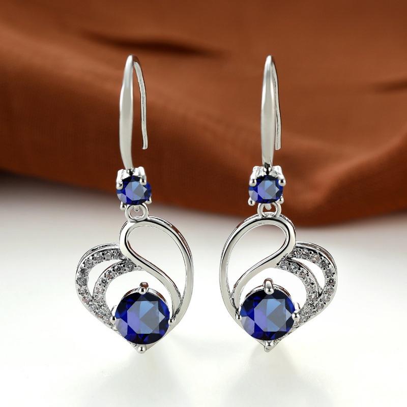 Popular red diamond love medium and long earrings pendant heart-shaped earrings women's Korean version of exquisite jewelry