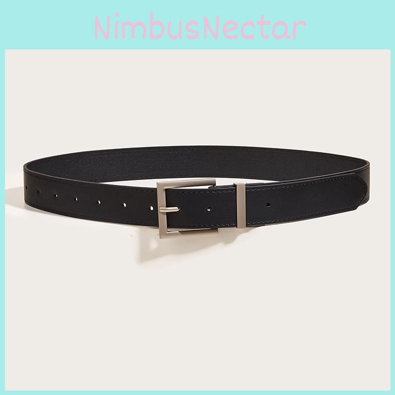 Vintage Style Black Leather Belt With Metal Pin Closure For Daily Use
