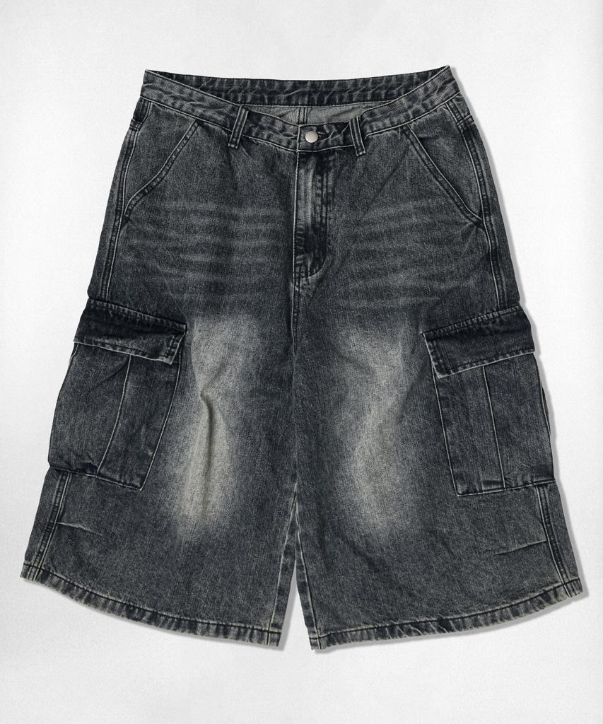 Nasyujeueol Usual Washed Bermuda Cargo Washed 3/4 Length Denim Pants 5 Colors (Type B)